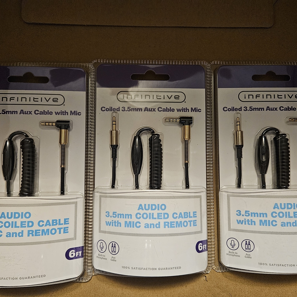Infinitive Coiled 3.5mm Aux Cable with Mic and Remote